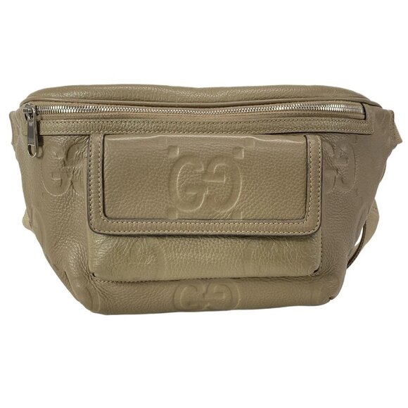 GUCCI Jumbo GG Large Belt Bag Beige Leather Bum Bag 897-080425